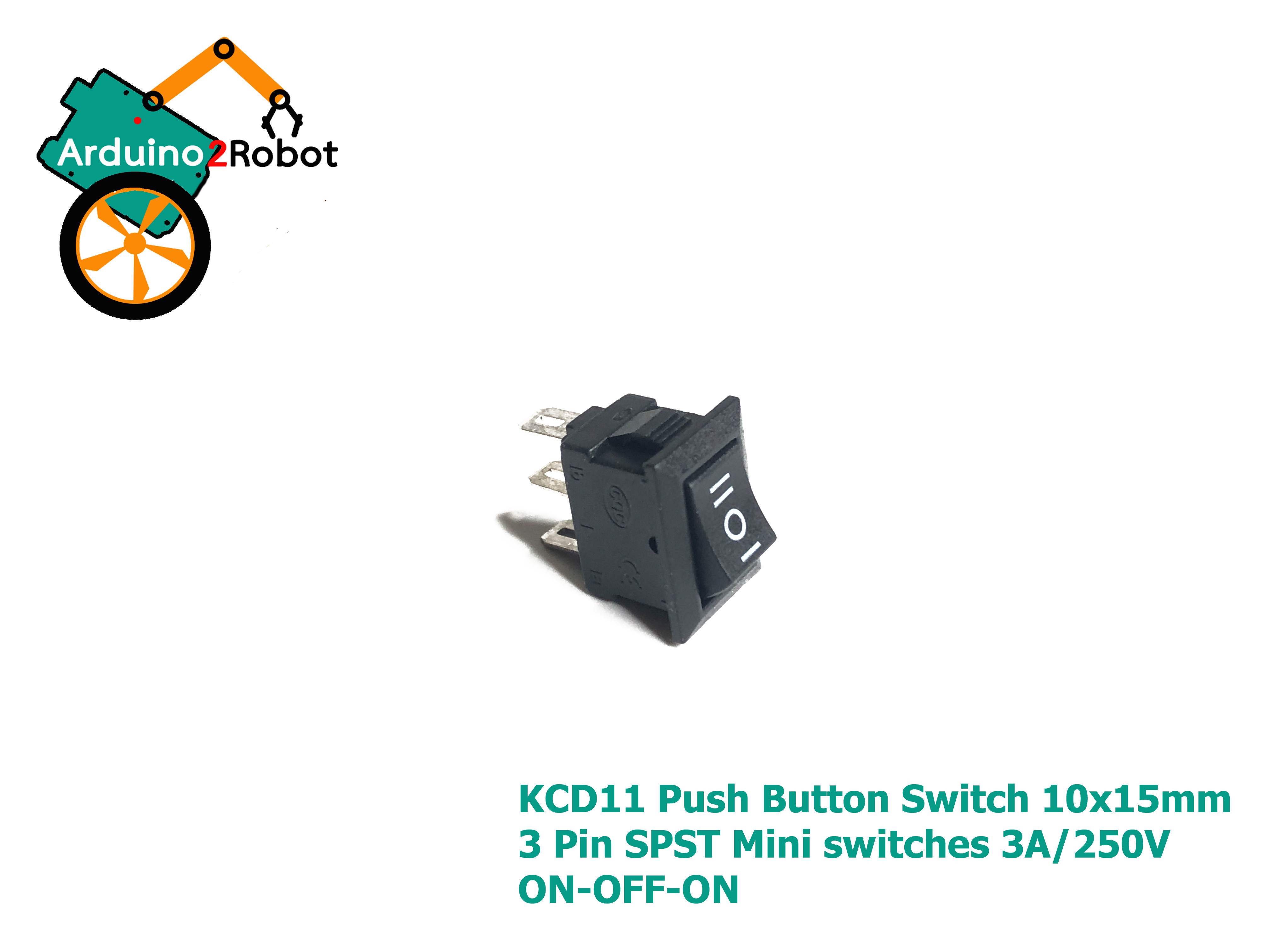 KCD11 Push Button Switch สีดำ 10x15mm 3 Pin SPST Mini switches 6A/125V 3A/250V Snap-in ON-OFF-ON