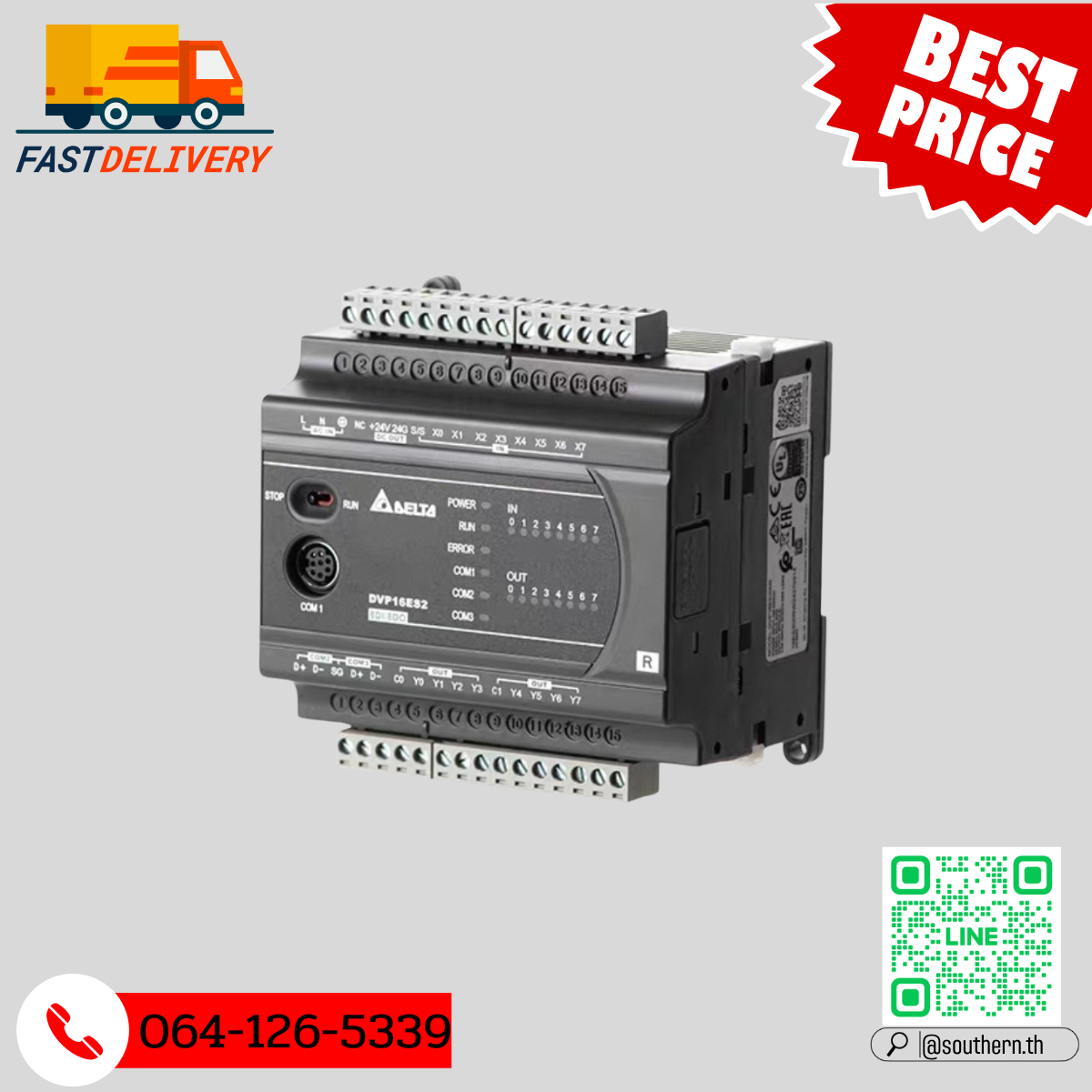 Delta PLC DVP16ES200R 8DI/8DO 220V (Relay)