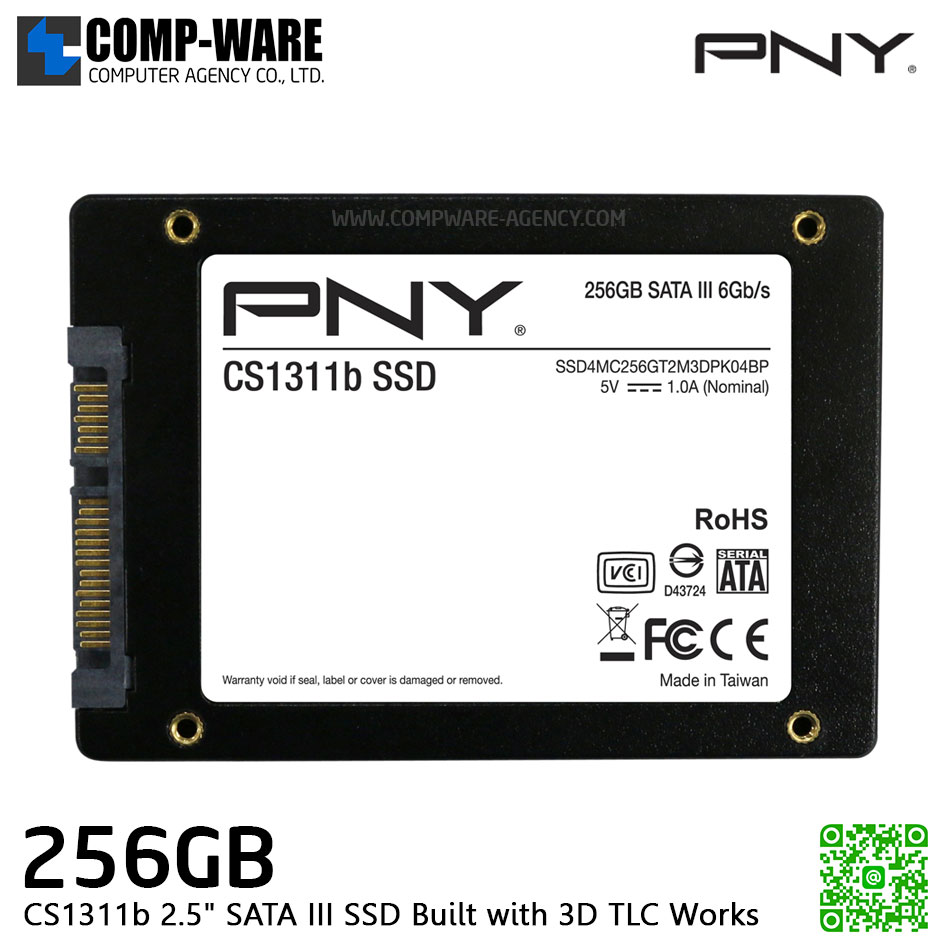 PNY 256GB CS1311b 2.5" SATA III SSD SSD7CS1311B-256-RB Built with 3D TLC Works with Desktops or Laptops 20X faster