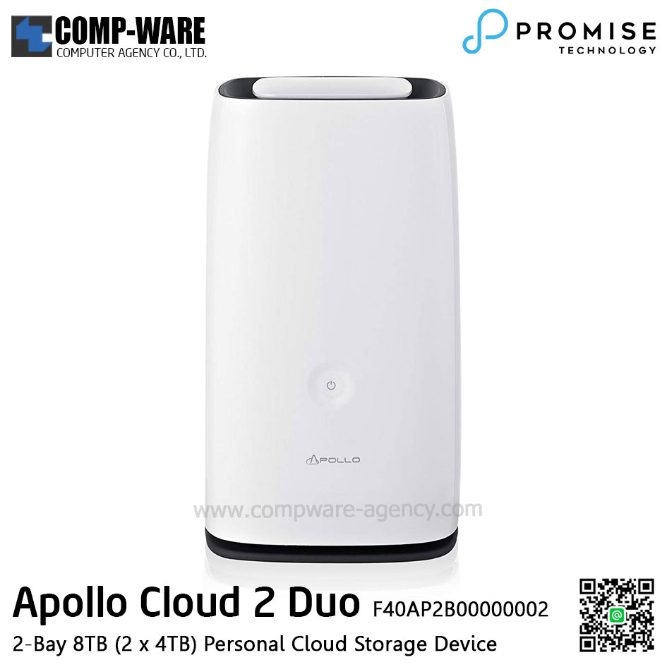 PROMISE Apollo Cloud 2 Duo Storage (2-Bay) 8TB (2 x 4TB) (256MB RAM) 3.5inch SATA - F40AP2B00000002