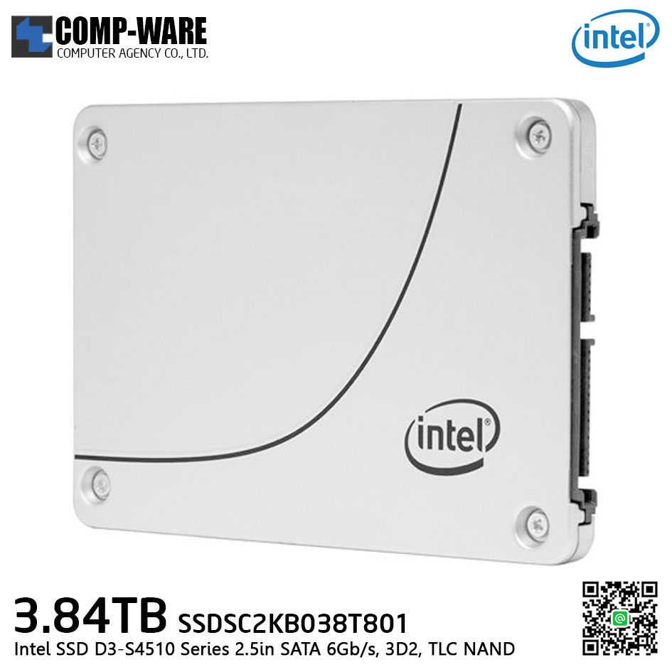 Intel SSD D3-S4510 Series (3.84TB, 2.5in SATA 6Gb/s, 3D2, TLC) Generic Single Pack - SSDSC2KB038T801