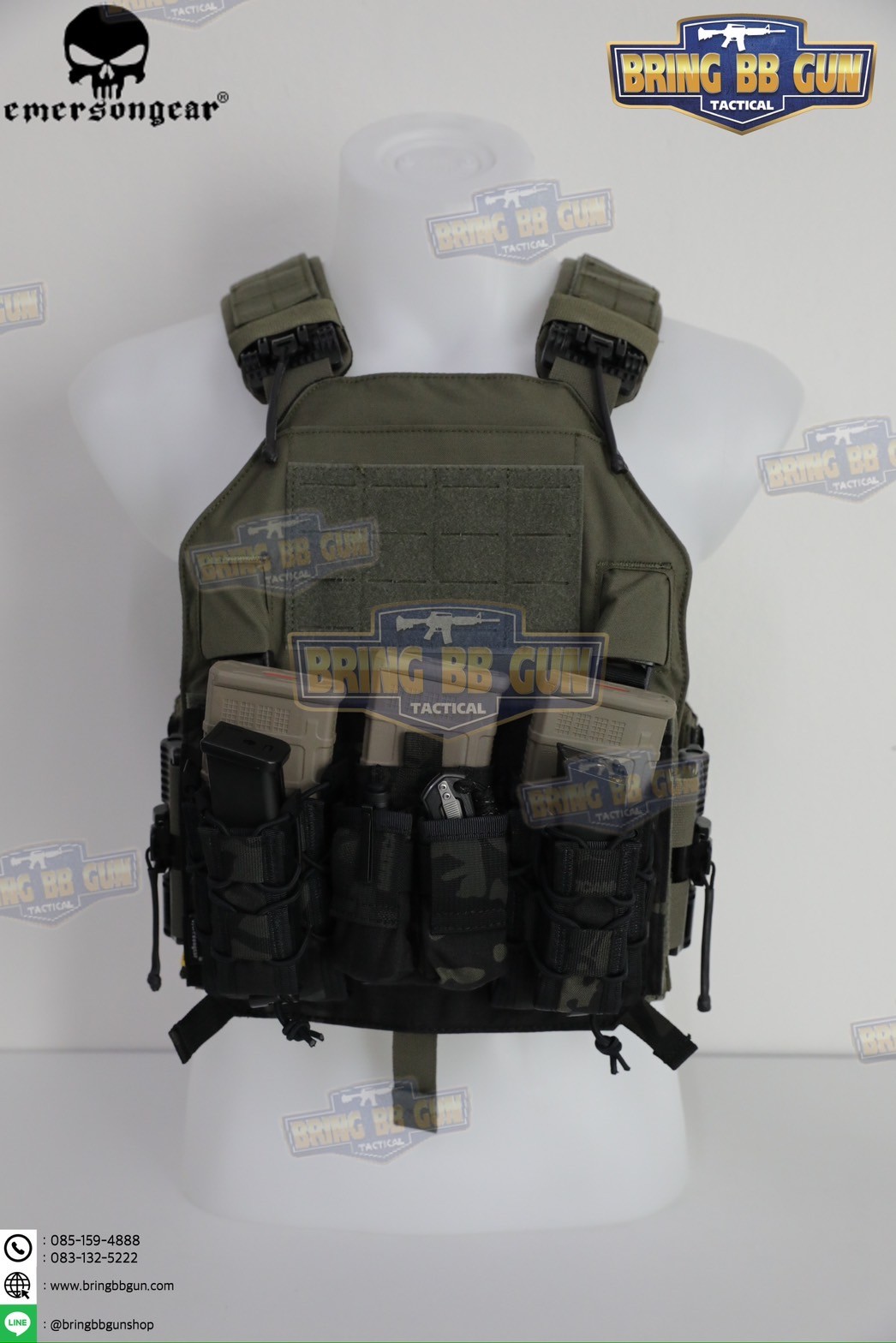 เพ้าแม็กกาซีน5.56พร้อมเพ้าแม็กกาซีนปืนสั้น ระบบ Velcro Front Panel ขนาดก้ามปู 3.5cm. (1 inch) ยี่ห้อ Emerson