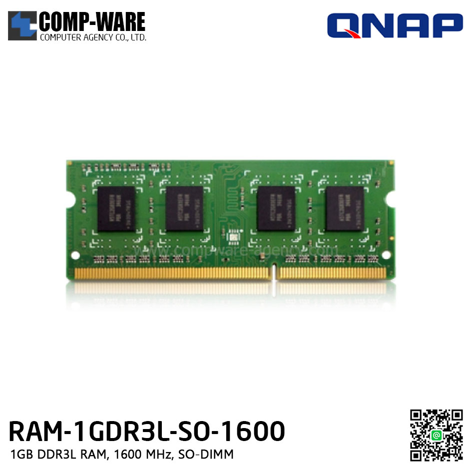 QNAP RAM Module 1GB DDR3L RAM, 1600 MHz, SO-DIMM RAM-1GDR3L-SO-1600