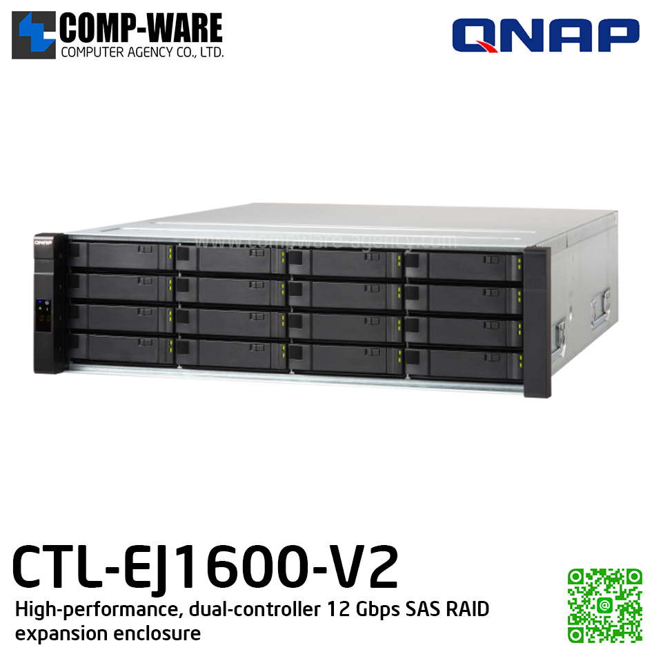 QNAP EJ1600 v2 High-performance, dual-controller 12 Gbps SAS RAID expansion enclosure