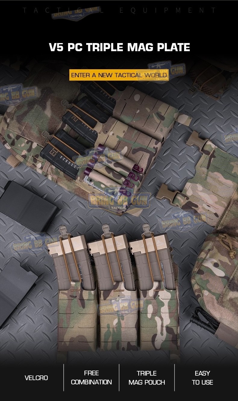 เพ้าแม็กกาซีน KTAR (5.56 แบบ3ช่อง) (V5 PC Triple Mag Plate) (G Buckle + Velcro) (Ferro Concepts KTAR Front Flap) (KTAR Front Flap)