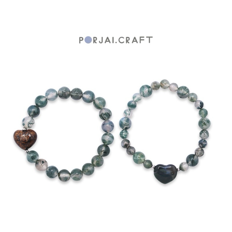 Moss Agate Beaded Bracelets สร้อยข้อมือมอสอาเกต