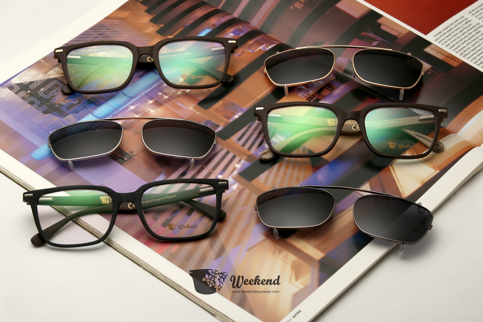 กรอบแว่นสายตาพร้อมคลิปกันแดด Weekend Cannes Black