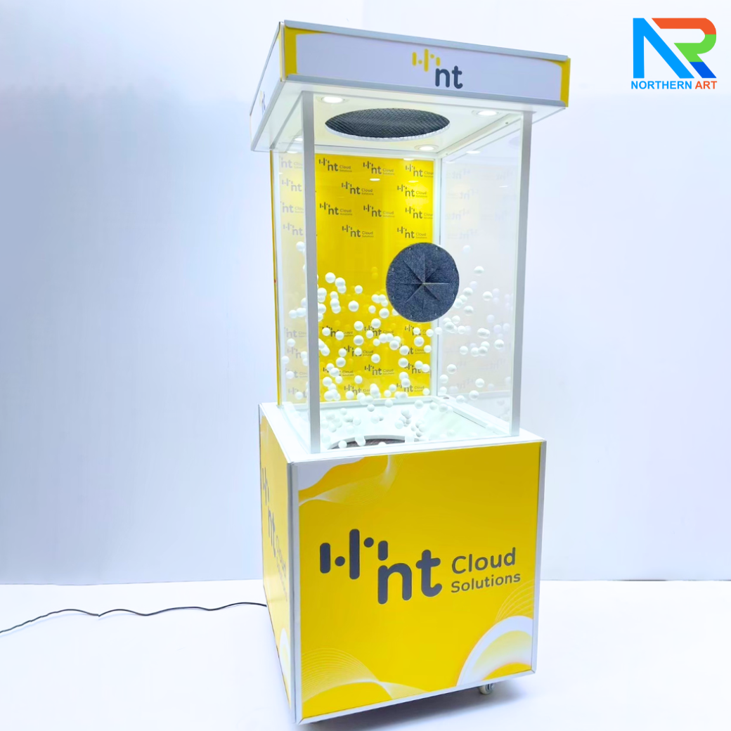 เช่าเกมส์ตู้ลม เช่าตู้ลมจับรางวัล (W)70 x (L)70 X (H)185 cm.พร้อมงานพิมพ์สติ๊กเกอร์ ไม่รวมบอลโฟม