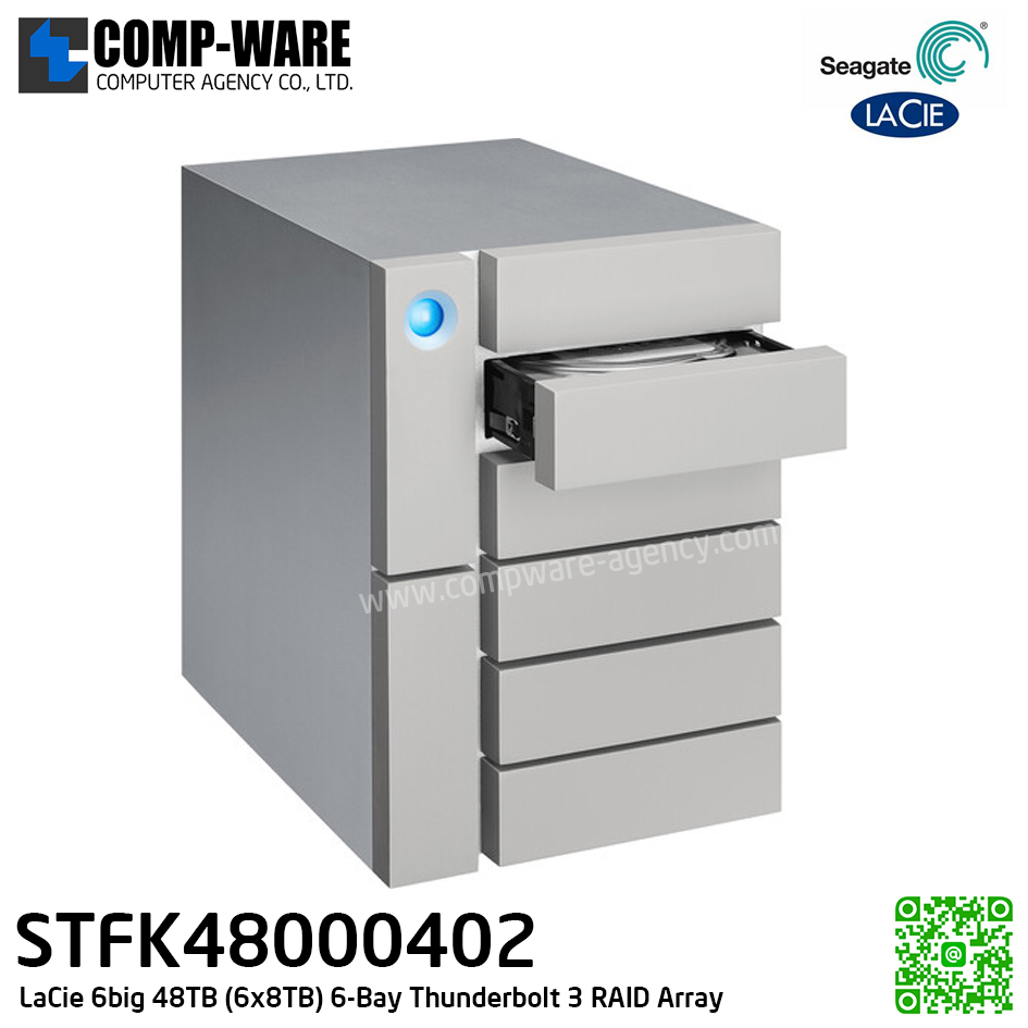 Seagate LaCie 6big 48TB 6-Bay Thunderbolt 3 RAID Array (6 x 8TB) STFK48000402 (New) รับประกัน 3 ปี // ขั้นต่ำในการสั่ง MOQ = 1