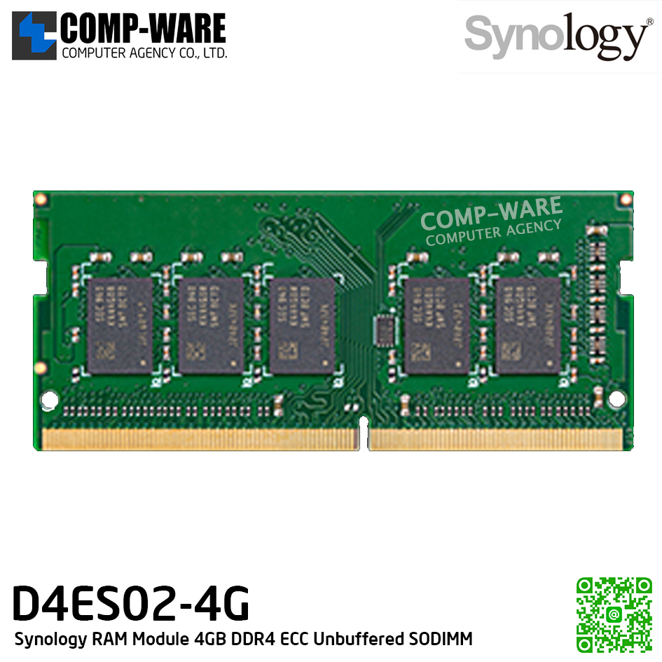 Synology RAM Module 4GB DDR4 ECC Unbuffered SODIMM D4ES02-4G / 5Y Warranty