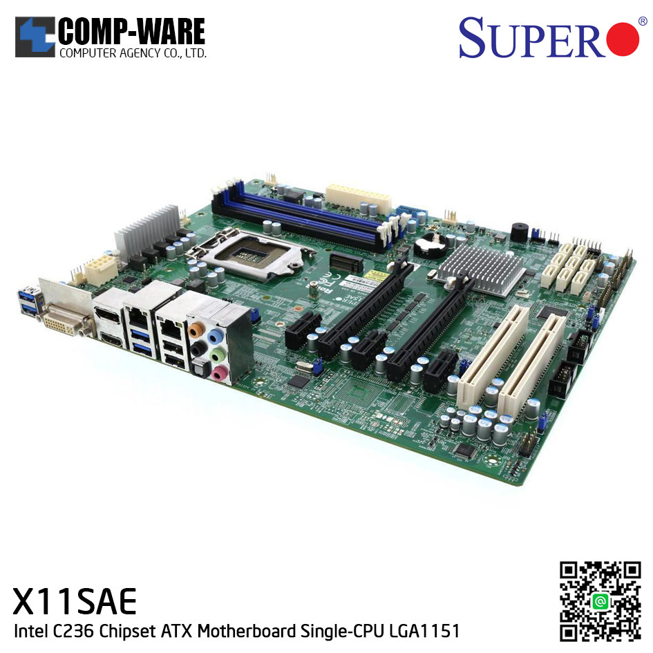 Supermicro X11SAE Intel C236 Chipset ATX Server/Workstation Motherboard Single-CPU LGA1151 (สินค้ารับประกัน 1 เดือน)