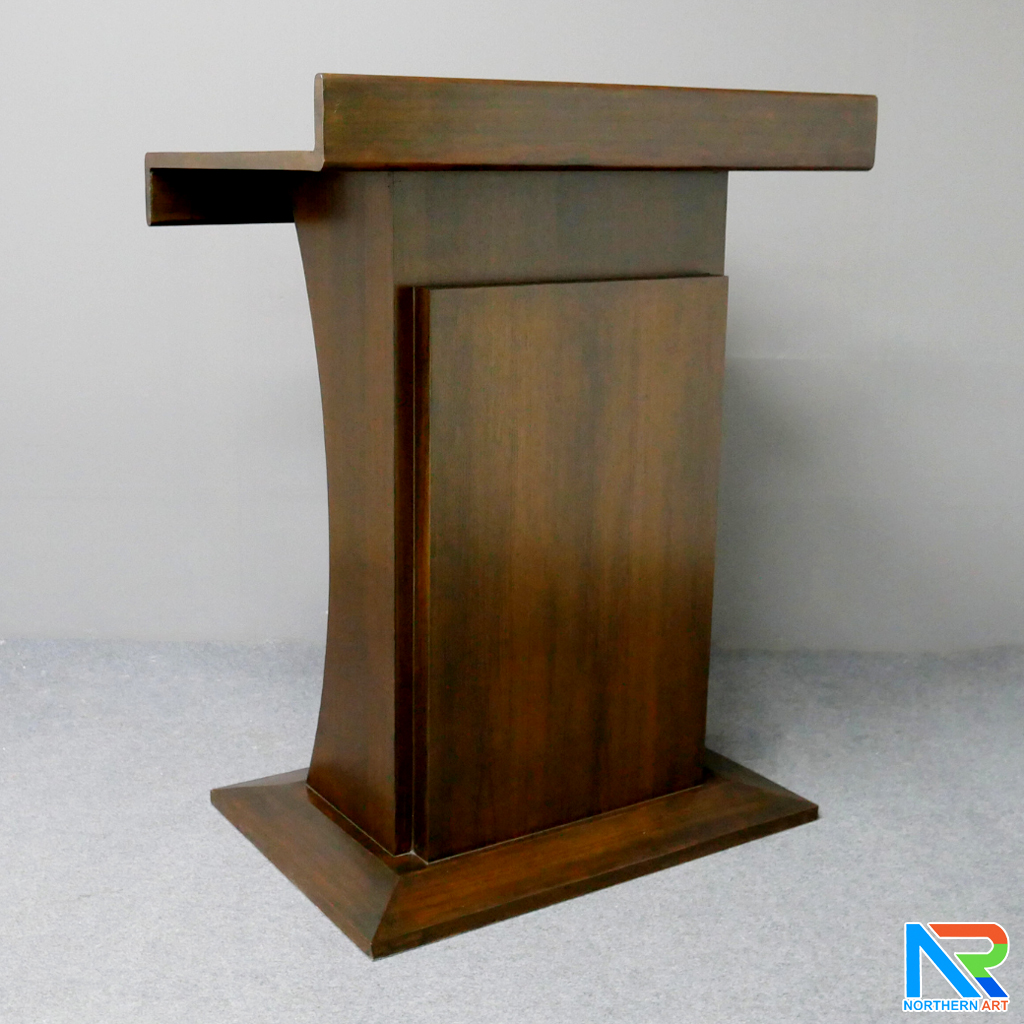 โพเดียมไม้ ยืนคู่ TOP ตรง สีโอ๊ค ขนาด (W)90 x (L)55 x (H)112 cm.