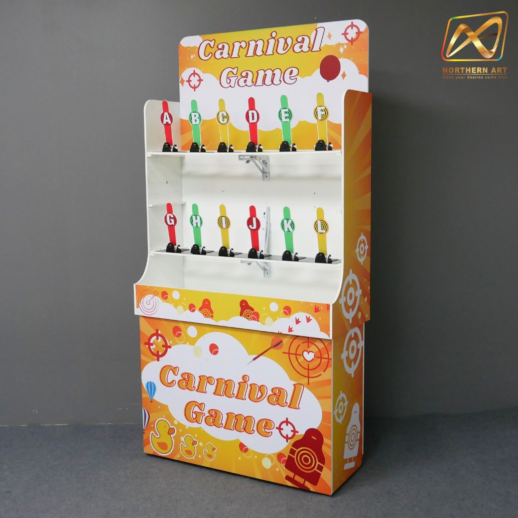 เช่าเกมส์ยิงเป้าเหล็ก ขนาด (W) 90 x (L)36 x (H)180 cm. พร้อมเป้าเหล็ก 12 อัน ปืน 2 กระบอก กระสุนโฟม 20 นัด