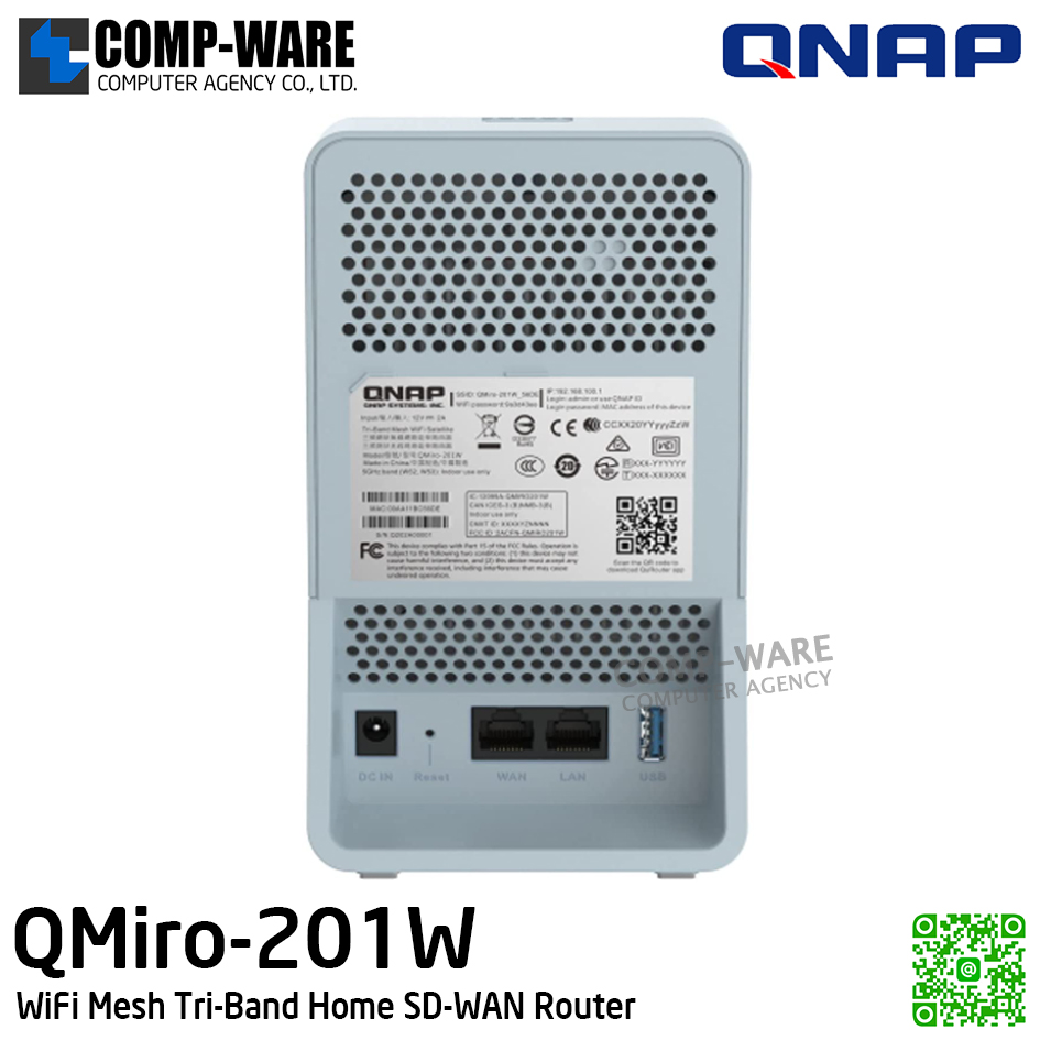 QNAP QMiro-201W WiFi Mesh Tri-Band Home SD-WAN Router / 2Year Warranty