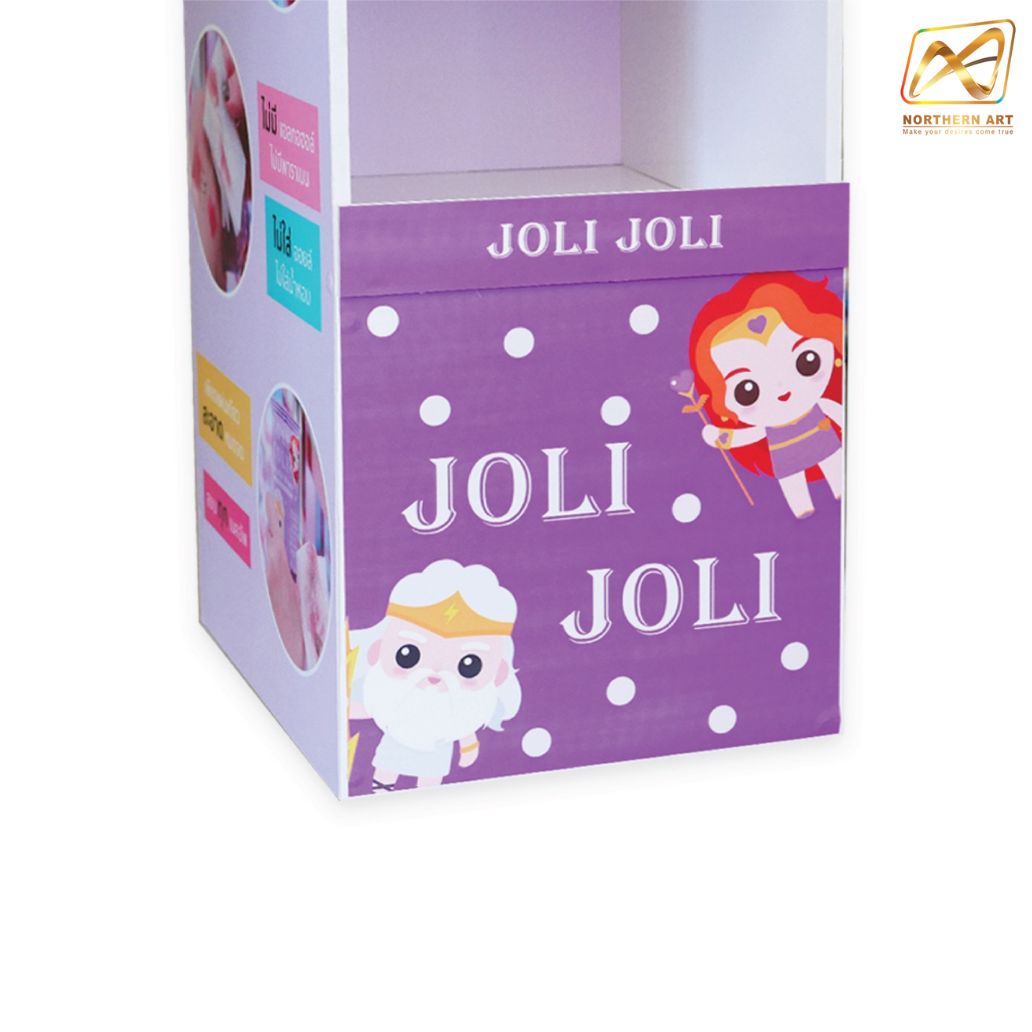 ชั้นวางสินค้าพลาสวูด ขนาด (W)30 x (D)35 x (H)140 ซม. พร้อมงานพิมพ์ พลาสวูดหนา 8 มม.