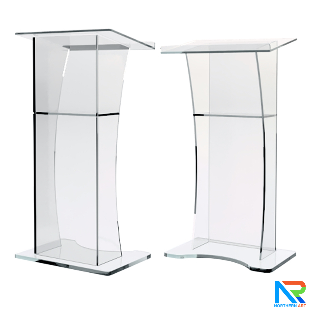 โพเดียม อะคริลิคใส AC-05 ขนาด (W)60 x (L)40 x (H)115 cm. TOP เอียงพร้อมกันตก วัสดุอะคริลิคใส หนา 10-20 มม.