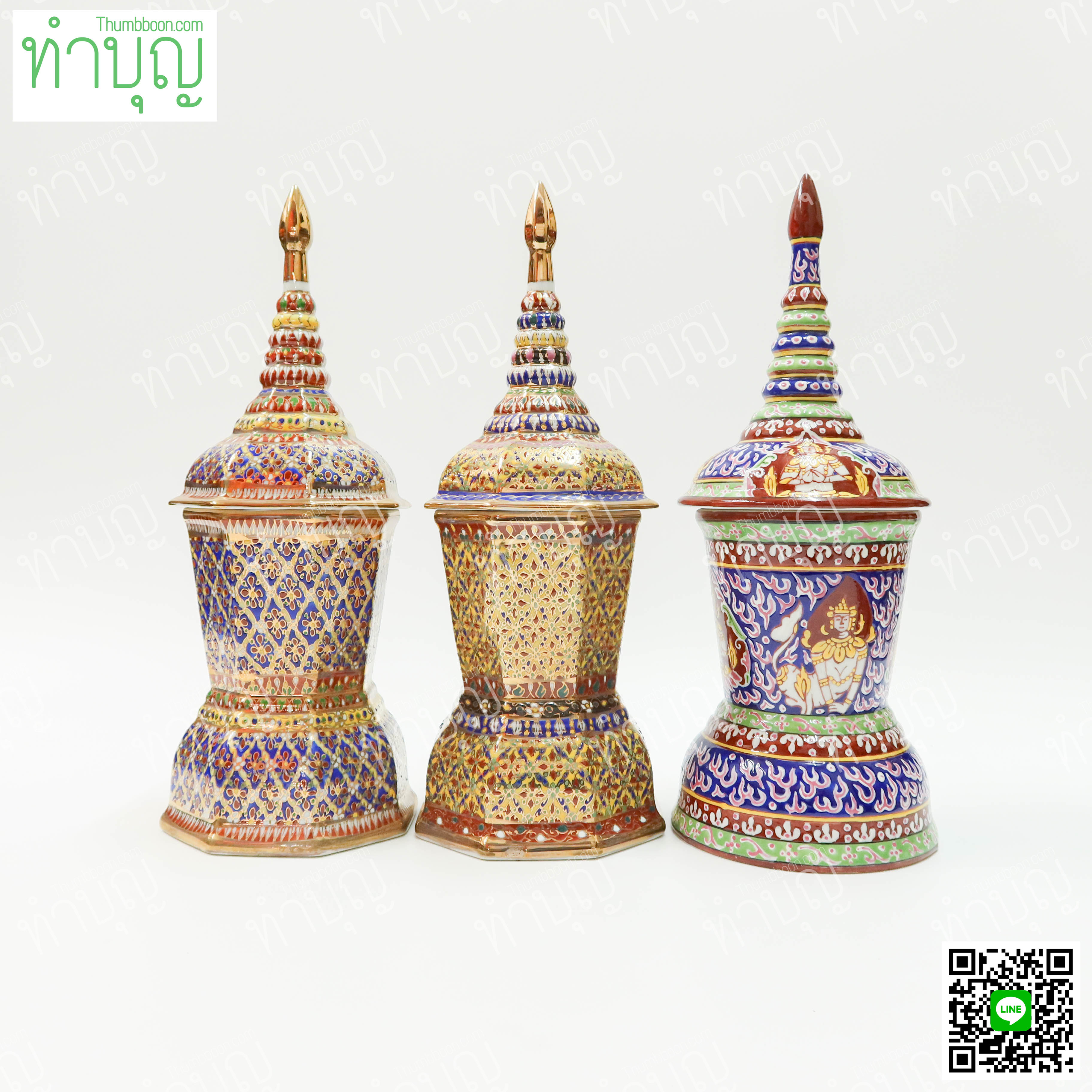 โกศเบญจรงค์ โกศใส่อัฐิ โกศใส่กระดูก