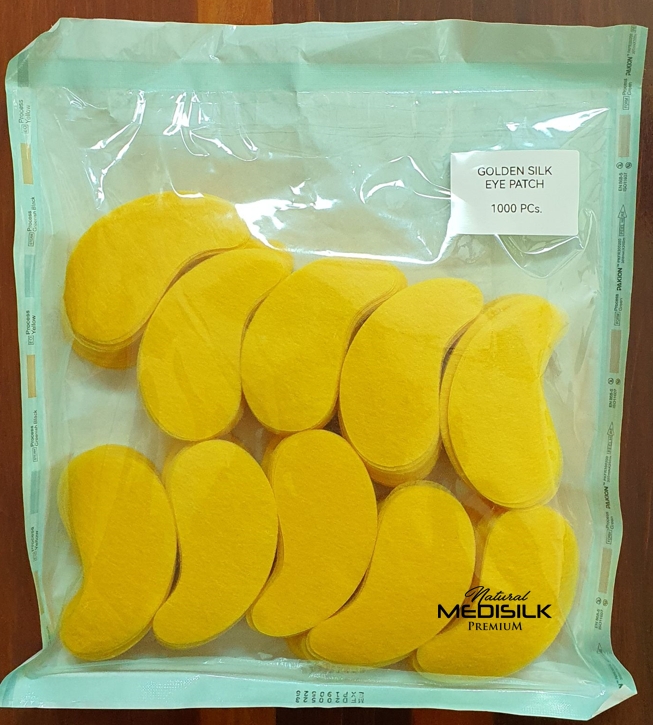 1000 pcs.- 100% Reusable Natural Thai Golden Dry Silk Eye Patch - แผ่นมาส์กใต้ตาใยไหมทองคำ แพค 1000 ชิ้น
