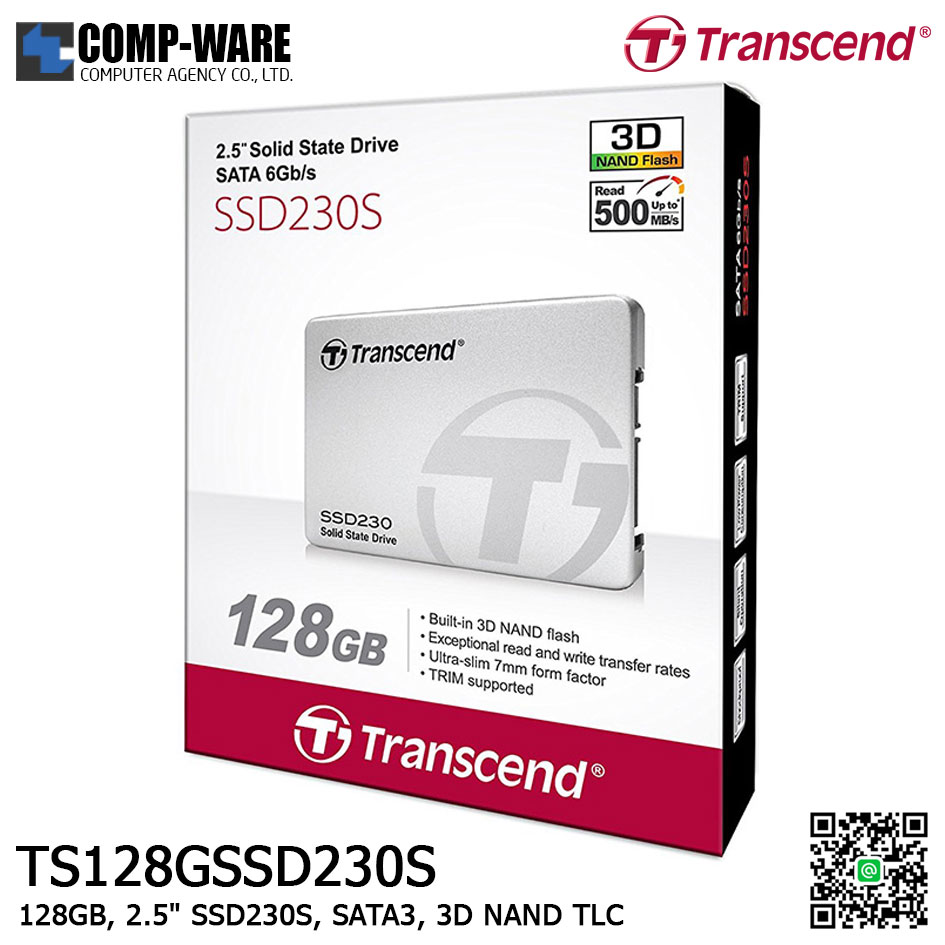 Transcend SSD230S 128GB SSD 2.5" SATA3, 3D NAND TLC TS128GSSD230S - 5Y Warranty