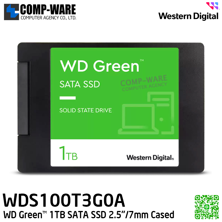 WD SSD GREEN 1TB SATA 7MM READ 545MB/S - WDS100T3G0A - 3Y Warranty