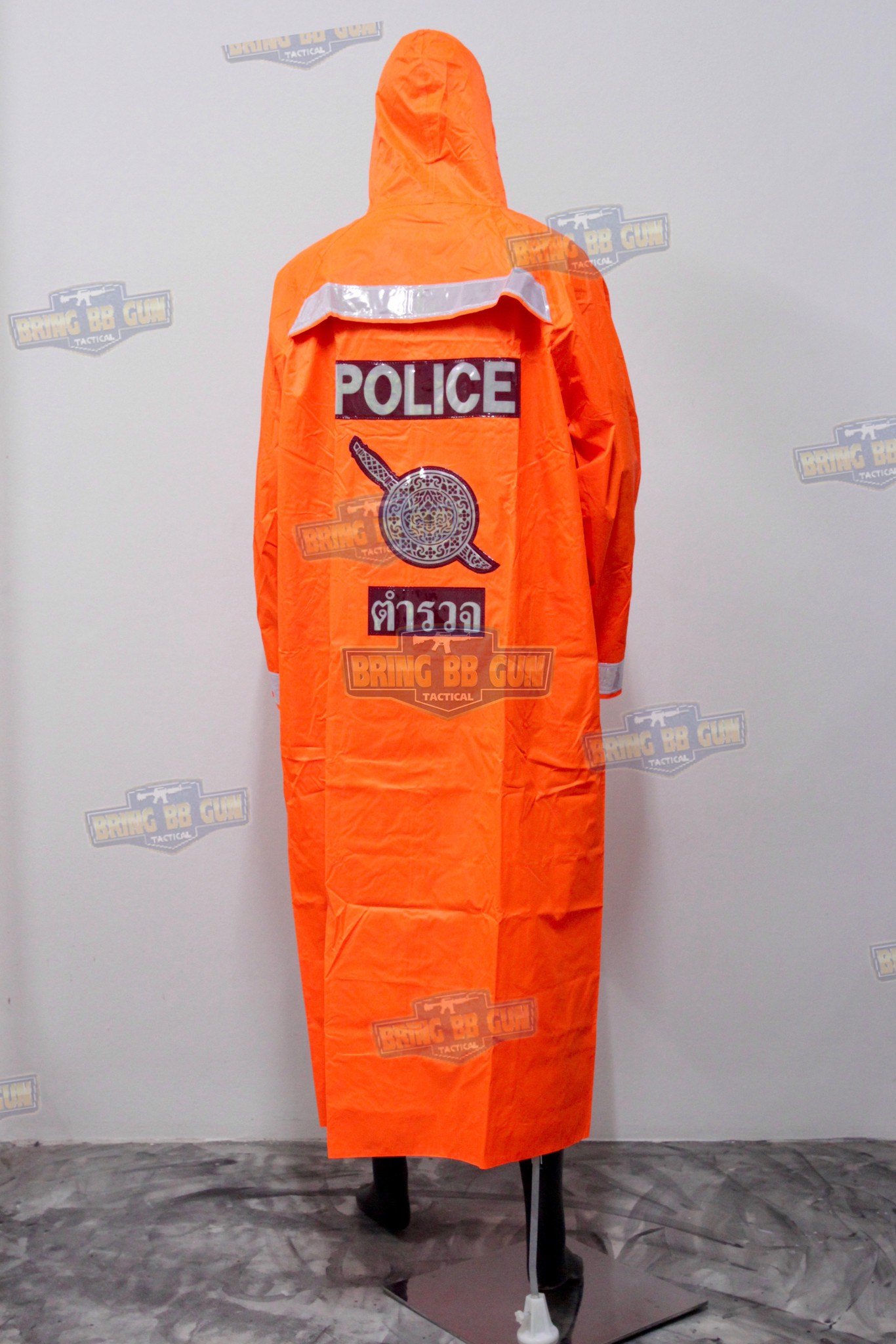 เสื้อโค้ดกันฝน Police (เสื้อโค้ดกันในตำรวจ) (Raincoat) (มีแถบสะท้อนแสงด้านหลัง) (ชุดกันฝน) (เสื้อคลุม) (เสื้อกันฝน) (เสื้อกันฝนรถจักรยานยนต์) (งานจราจร) (สายตรวจ) (กันฝน) (หน้าฝน) (เดินป่า) (ขี่มอเตอร์ไซค์)