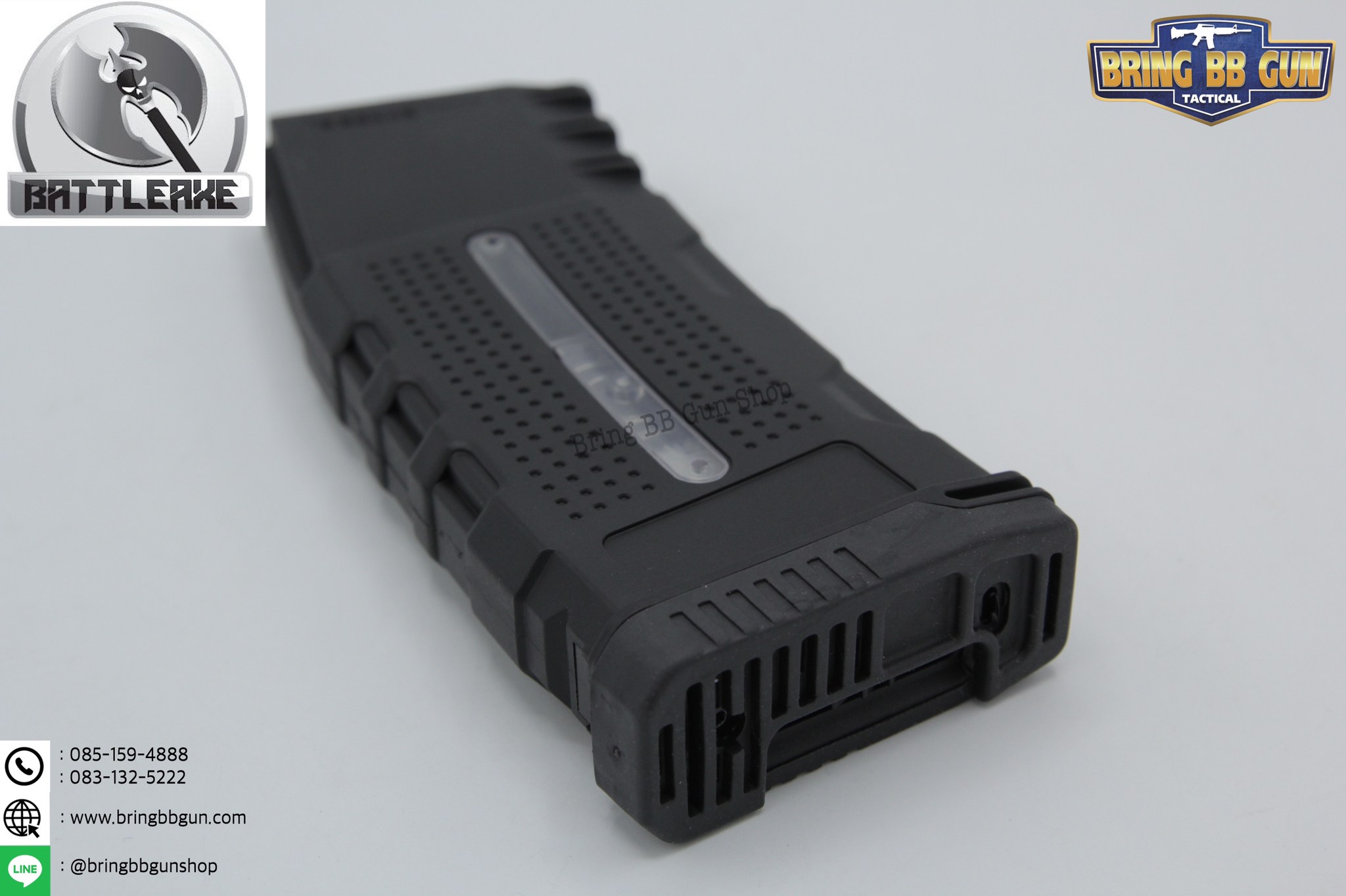 แม็กกาซีน M4 ยี่ห้อ Battle Axe แบบปั่น มี4ทรงให้เลือก ทรง P-mag(P-mag Hi-cap magazine) ทรง EPM(EPM Hi-cap magazine) ทรง 002(002 Hi-cap magazine) ทรง IMI Lancer(IMI Lancer Hi-cap magazine)