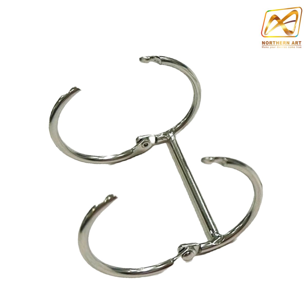 ห่วงคู่ สีเงิน ขนาด 3.0x32x83 mm. มีตัวล็อคห่วง ใช้เป็นห่วงใส่เอกสาร ห่วงแฟ้ม ห่วงปฏิทิน ห่วงเมนู