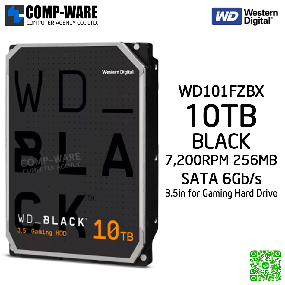 WD Black 10TB Performance Desktop Hard Disk Drive - 7200RPM SATA 6 Gb/s 256MB Cache 3.5 Inch - WD101FZBX