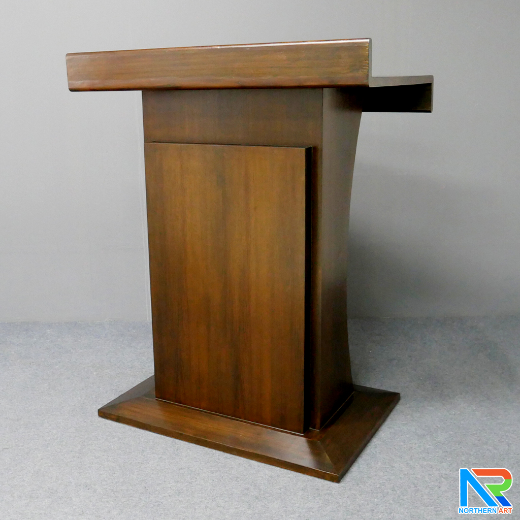 โพเดียมไม้ ยืนคู่ TOP ตรง สีโอ๊ค ขนาด (W)90 x (L)55 x (H)112 cm.