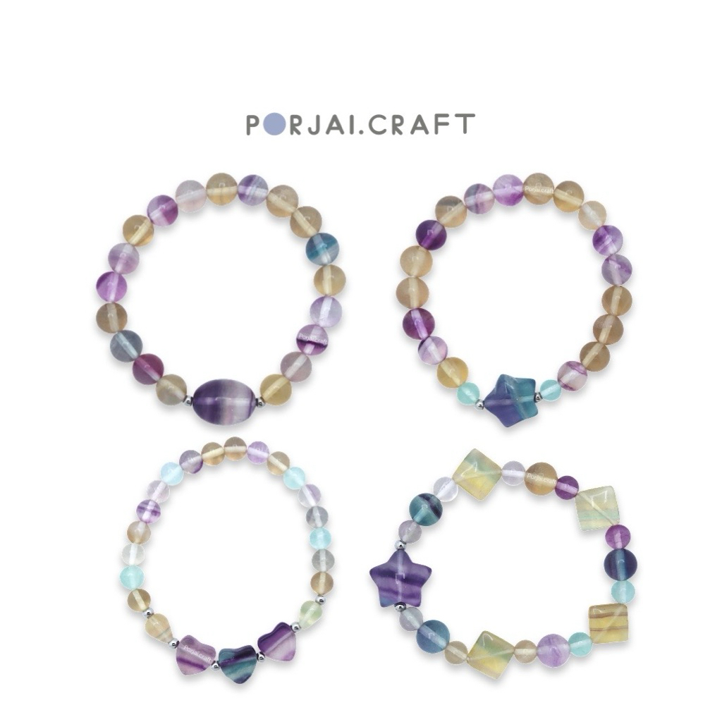 Rainbow Fluorite Beaded Bracelets สร้อยข้อมือเรนโบว์ฟลูออไรด์