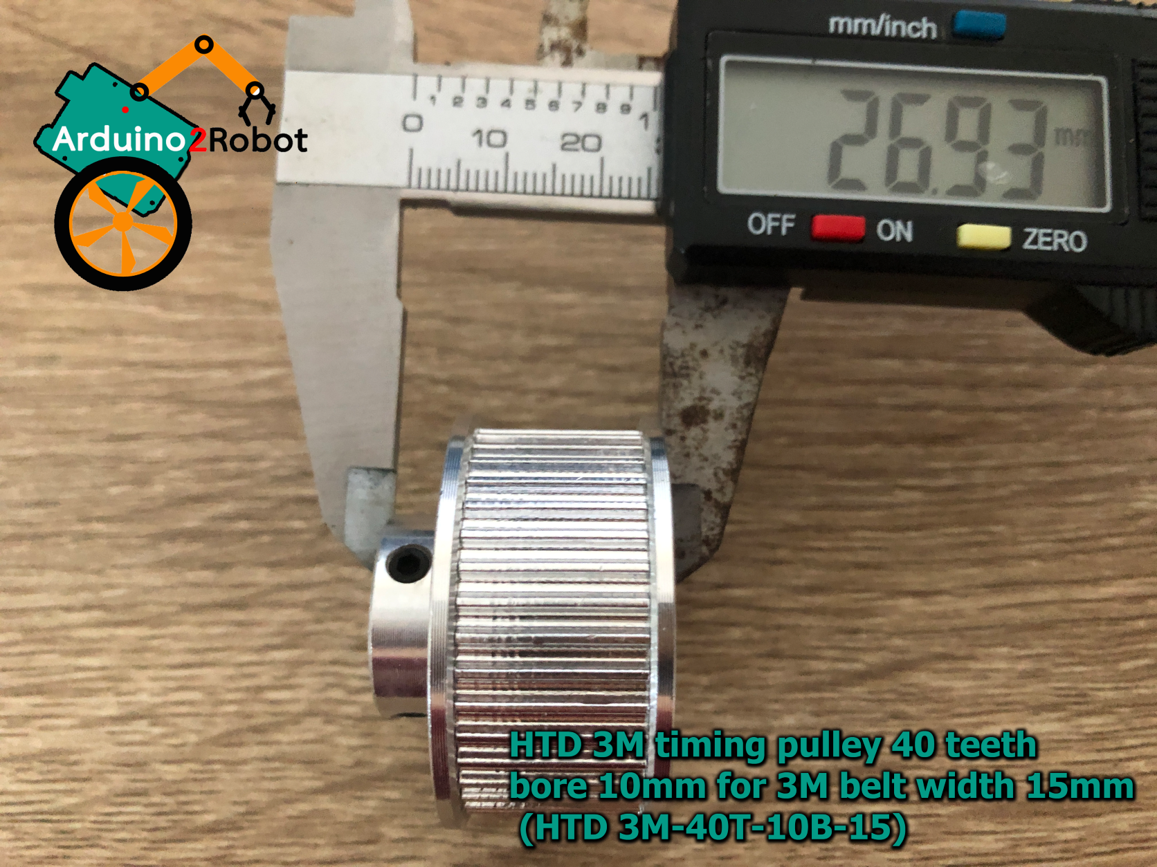 HTD 3M timing pulley 40 teeth bore 10mm สำหรับสายพาน 3M belt width 15mm (HTD 3M-40T-10B-15)