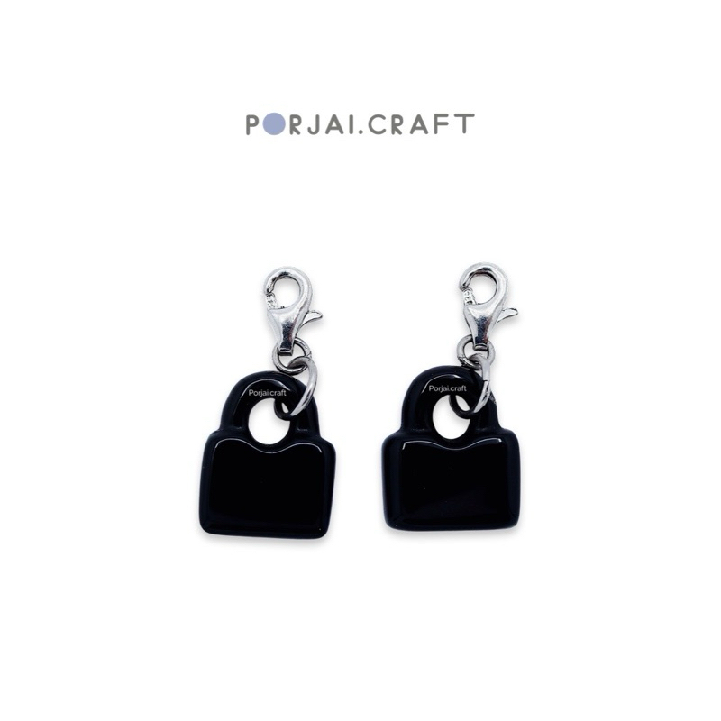 Obsidian Lock Pendants จี้แม่กุญแจออบซิเดียน 14mm