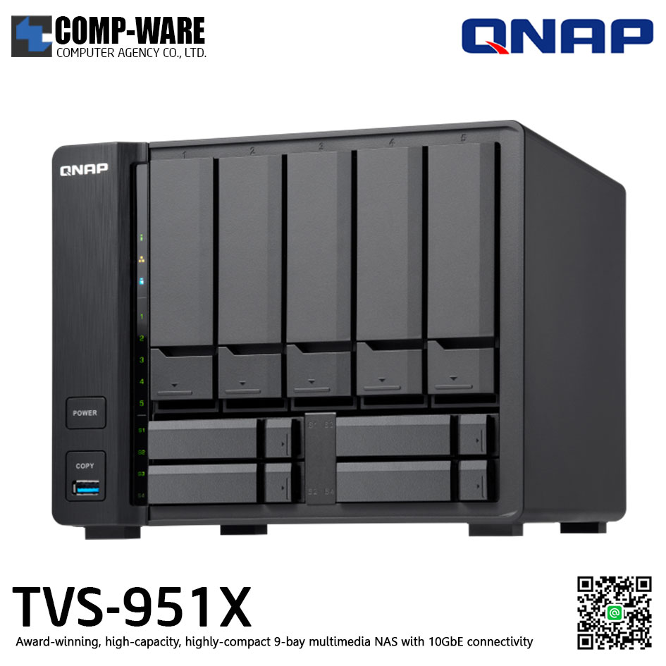 QNAP NAS 9-Bay (5+4) TVS-951X (2GB RAM up to 32GB) Intel Celeron 3865U , No HDD // สินค้า EOL