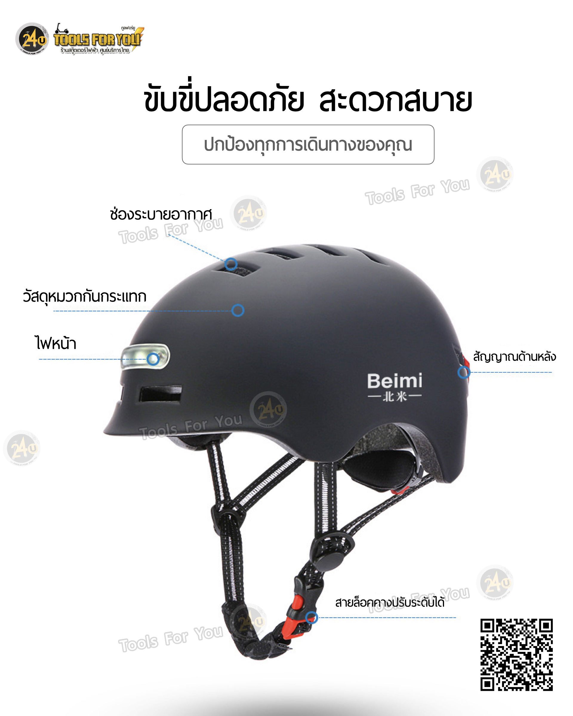 หมวกนิรภัย LED ไฟส่องสว่าง อุปกรณ์ป้องกันกีฬา หมวกกันน็อค กันกระแทก สกูตเตอร์ จักรยาน สเก็ตบอร์ด เด็ก ผู้ใหญ่ สีดำ by 24you (HS02)