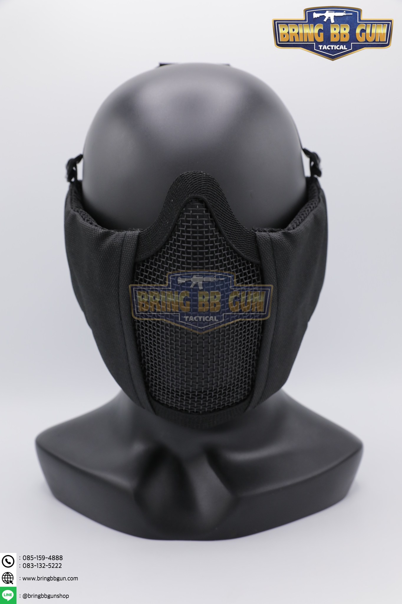 หน้ากากตะแกรงครึ่งหน้า รุ่นแก้มผ้ามีที่ปิดหู