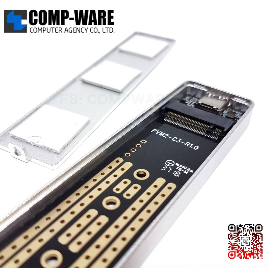 ตัวแปลง Orico PVM2-C3 Mini Clip-open M.2 SSD PCIe NVMe to USB3.1 Gen2 10Gbps Aluminum Enclosure สีเงิน