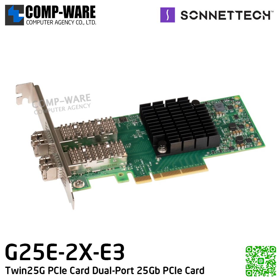 Sonnet Twin25G PCIe Card [G25E-2X-E3] Dual-Port 25Gb PCIe Card รับประกัน 1 ปี