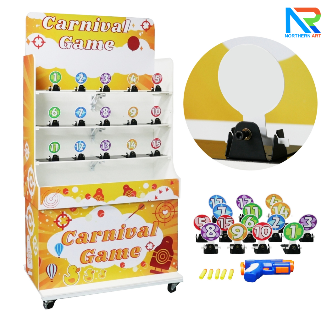 CARNIVAL GAME เกมส์ยิงเป้าเหล็ก ขนาด (W) 90 x (L)50 x (H)176 cm. พร้อมเป้าเหล็กกลม 15 อัน ปืนกระสุนโฟม 1 ชุด