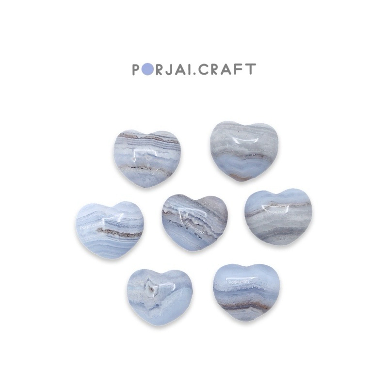 Blue Lace Agate Heart Beads ลูกปัดบลูเสซอาเกตหัวใจ 14mm