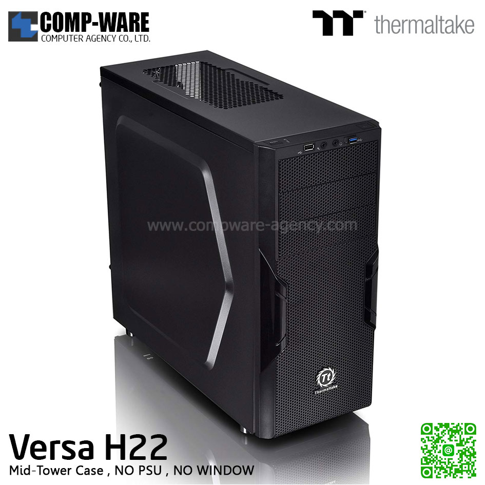 Thermaltake Versa H22 Mid-tower chassis , No Power , No Window - CA-1B3-00M1NN-00
