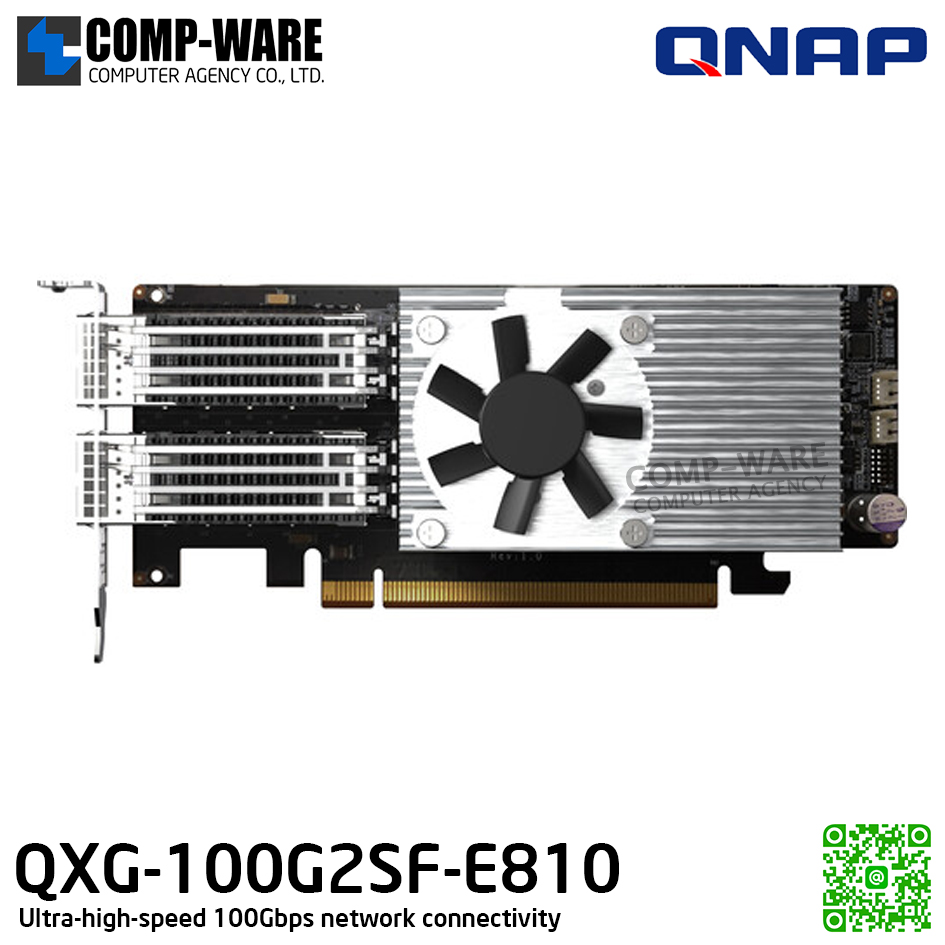 QNAP QXG-100G2SF-E810 Dual-Port 100GbE PCIe 4.0 x16 Network Expansion Card - Spare Part - 2Y Warranty