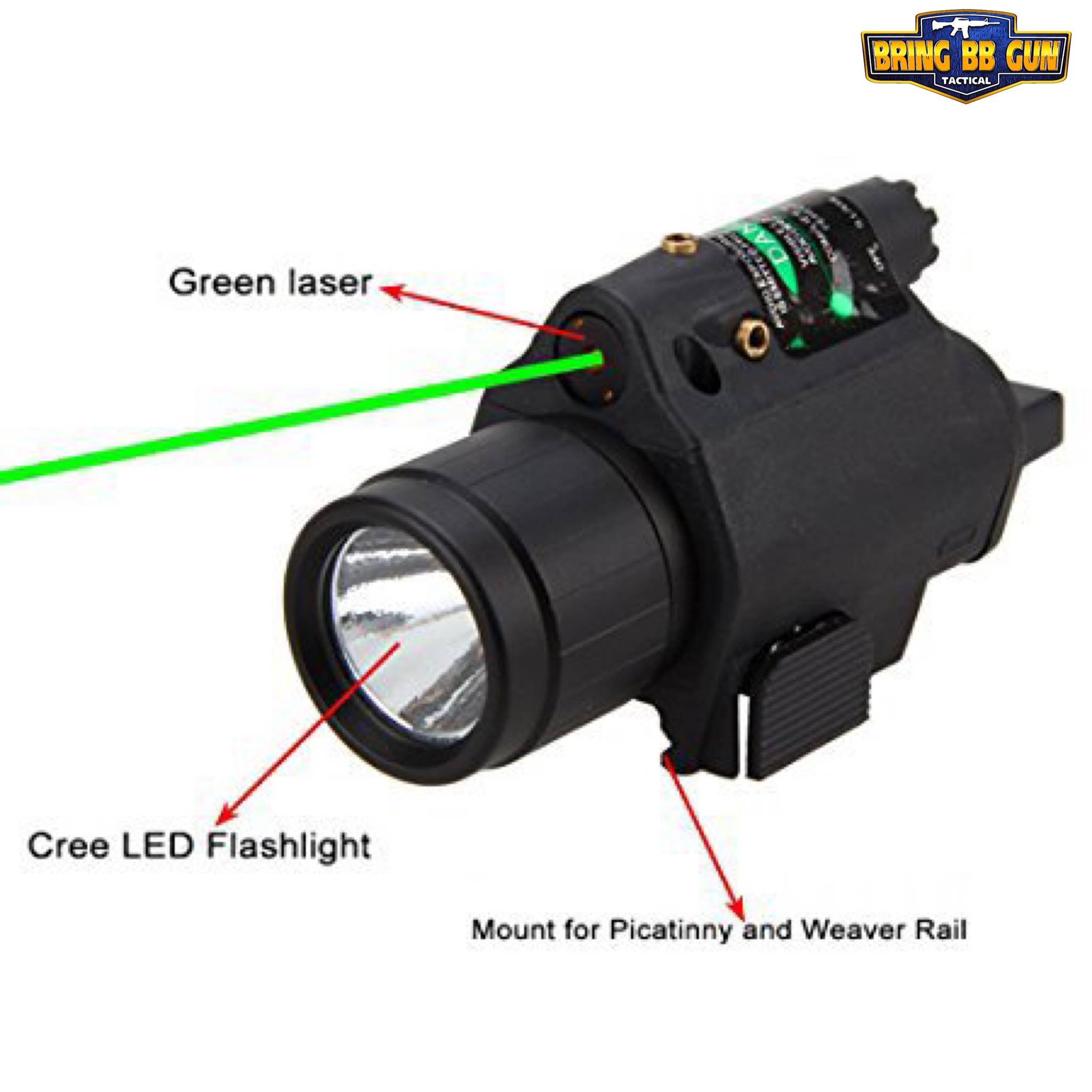 ไฟฉาย และ เลเซอร์ (สีเขียว) ติดปืน รุ่นM6