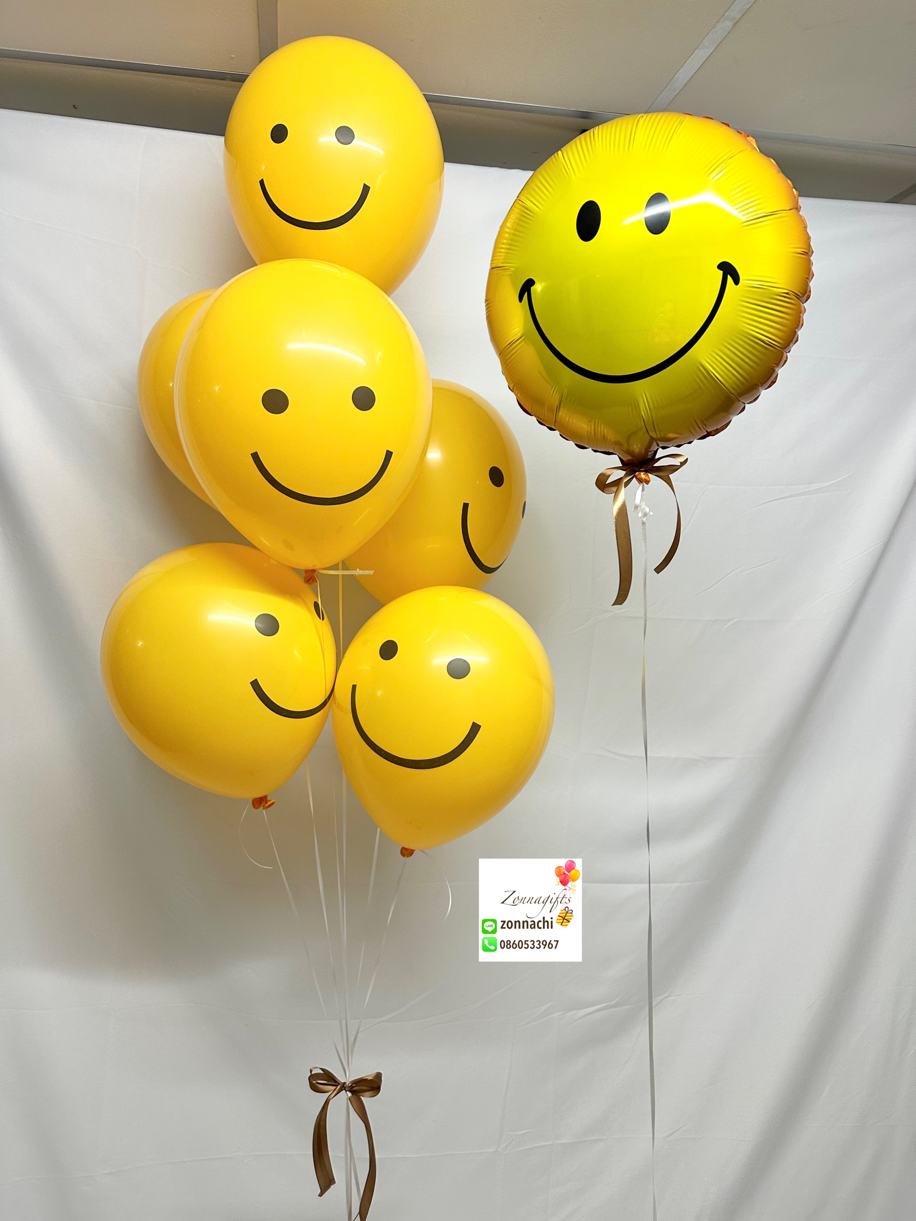 ลูกโป่งฟอยล์ยิ้ม 18 นิ้ว+ ช่อลูกโป่งยิ้ม6 ใบ