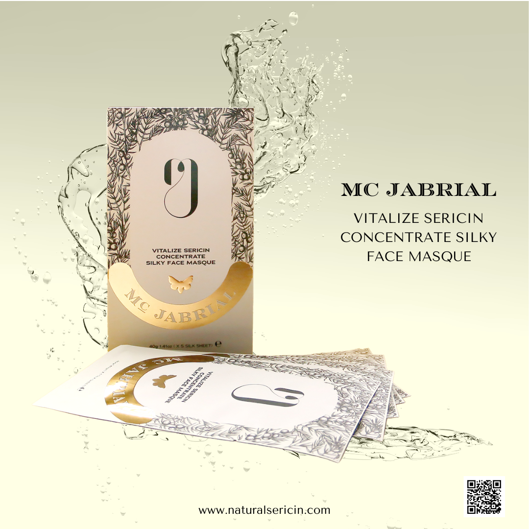 MC JABRIAL Vitalize Sericin Concentrate Silky Face Masque 40g. แผ่นมาส์กหน้าใยไหมทองคำ 40g.