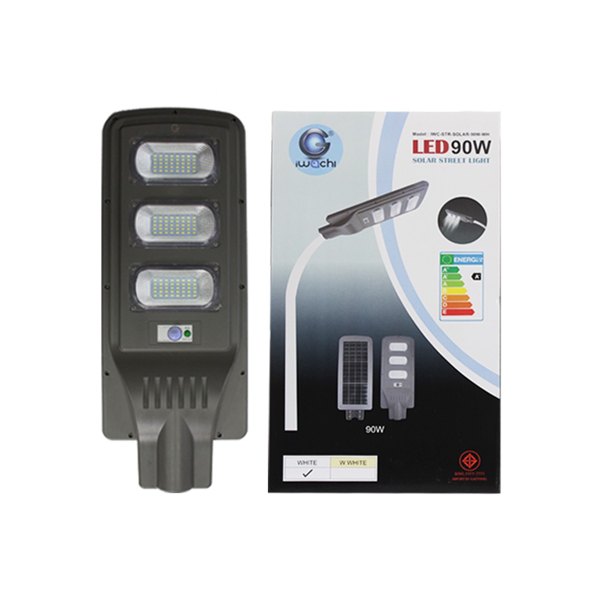 IWC-STR-SOLAR-REMOTE-90W โคมไฟถนน โซล่าเซลล์ ( มีระบบ Sensor ) พร้อมรีโมท
