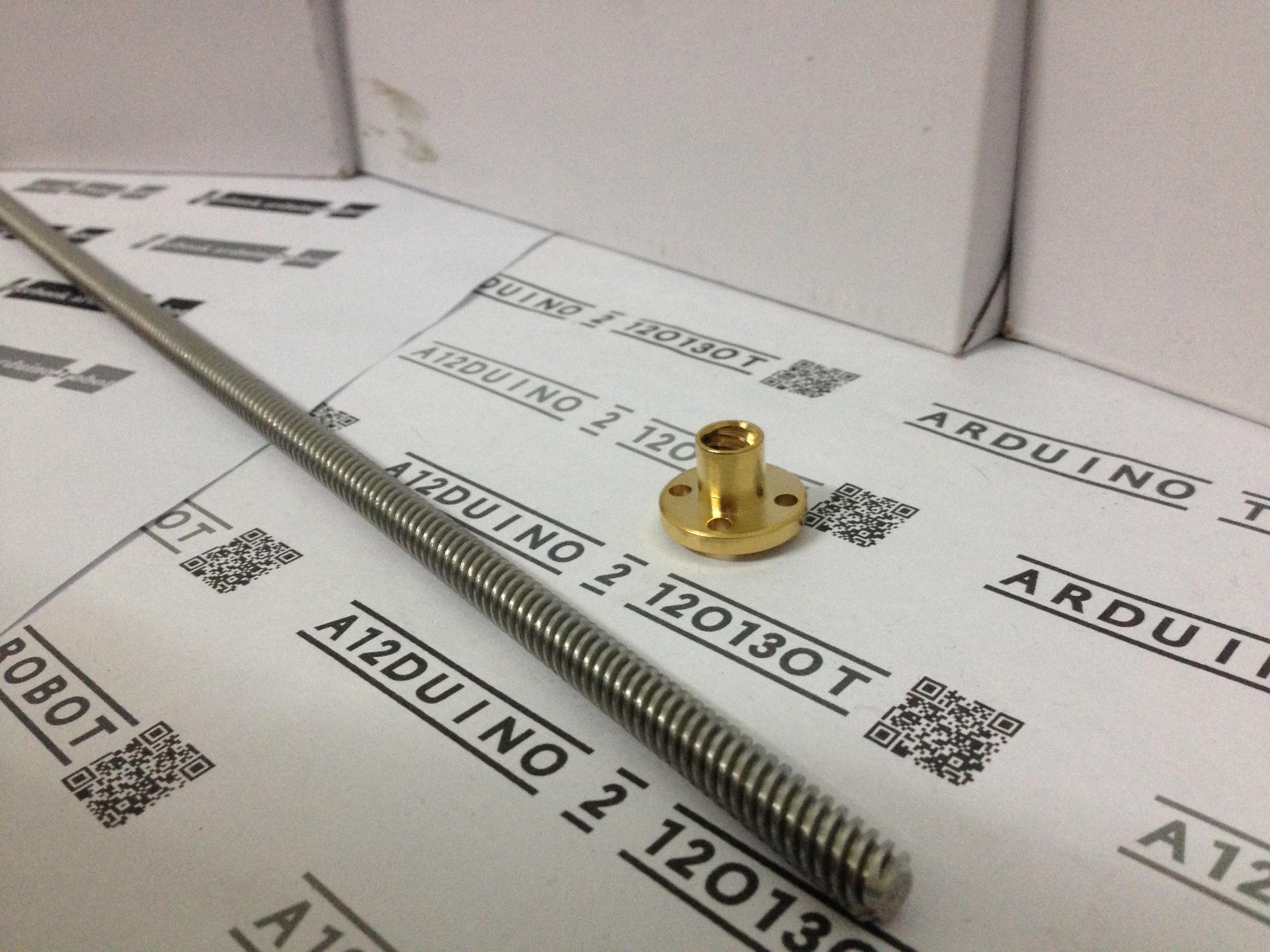 Lead Screw Dia 8mm Length 400mm และ Copper Nut (Pitch=2mm, Lead=8mm)