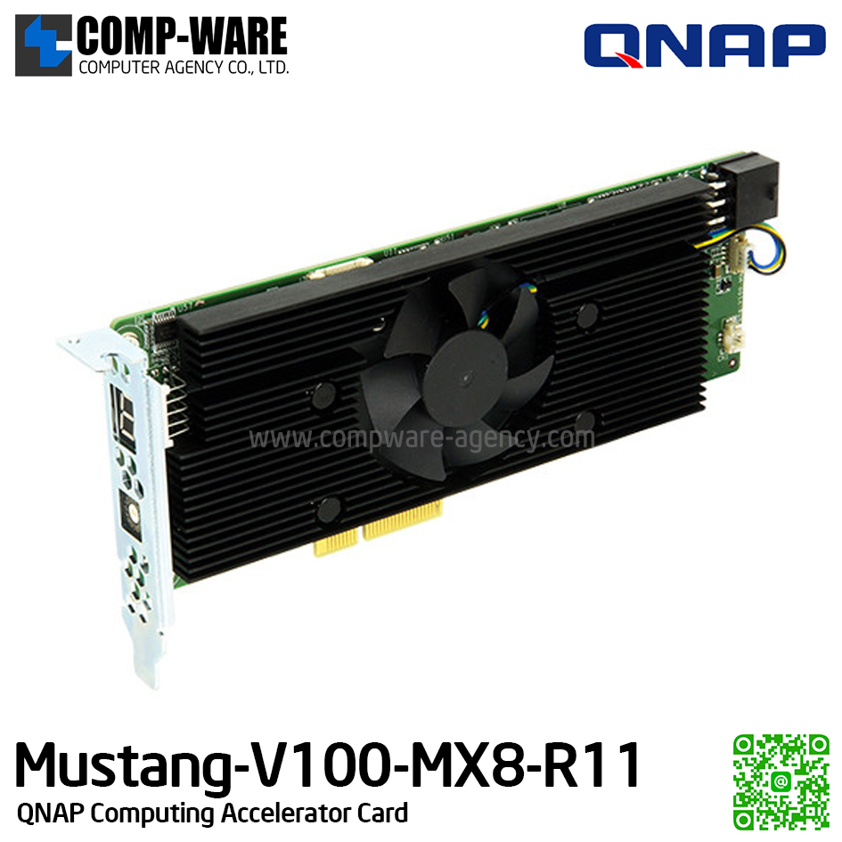QNAP Mustang-V100-MX8-R11 Computing Accelerator Card With 8 X Movidius Myriad X Ma2485 Vpu, Pcie Gen2 X4 Interface, Rohs - Spare Part