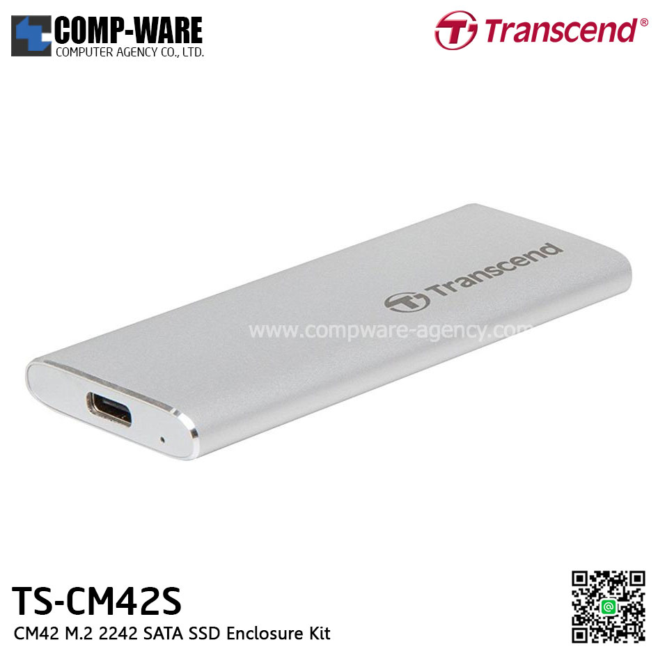 Transcend ตัวแปลง TS-CM42S 2240 M.2 SATA SSD To USB 3.1 SSD Enclosure Kit (สีเงิน)