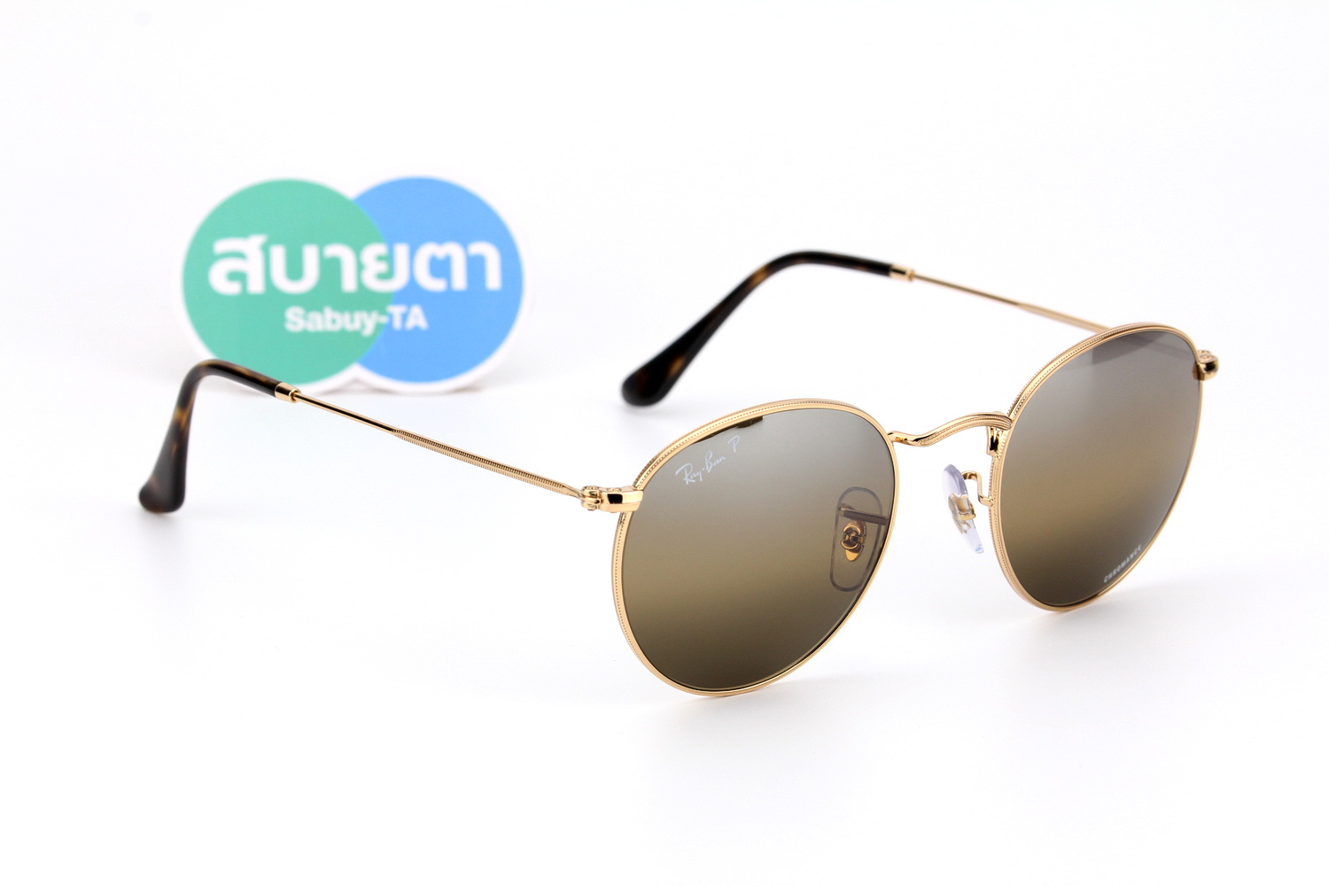 RayBan Round RB3447 001/G5 Chromance Polarized Lens
