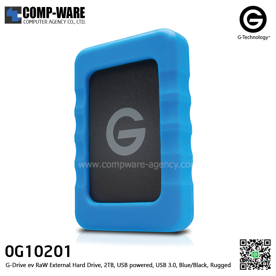 G-Technology G-DRIVE ev RaW 2TB 5400RPM SATA / USB3.0 Portable Hard Drive with Rugged Bumper - 0G10201